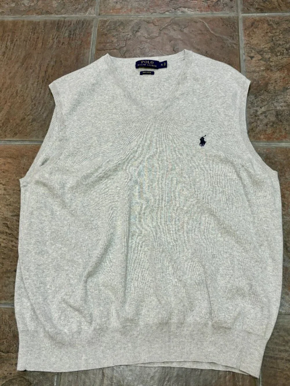 ~~Polo Ralph Lauren 100% Pima Cotton Gray Sweater Vest XL Preppy Classic Polo R